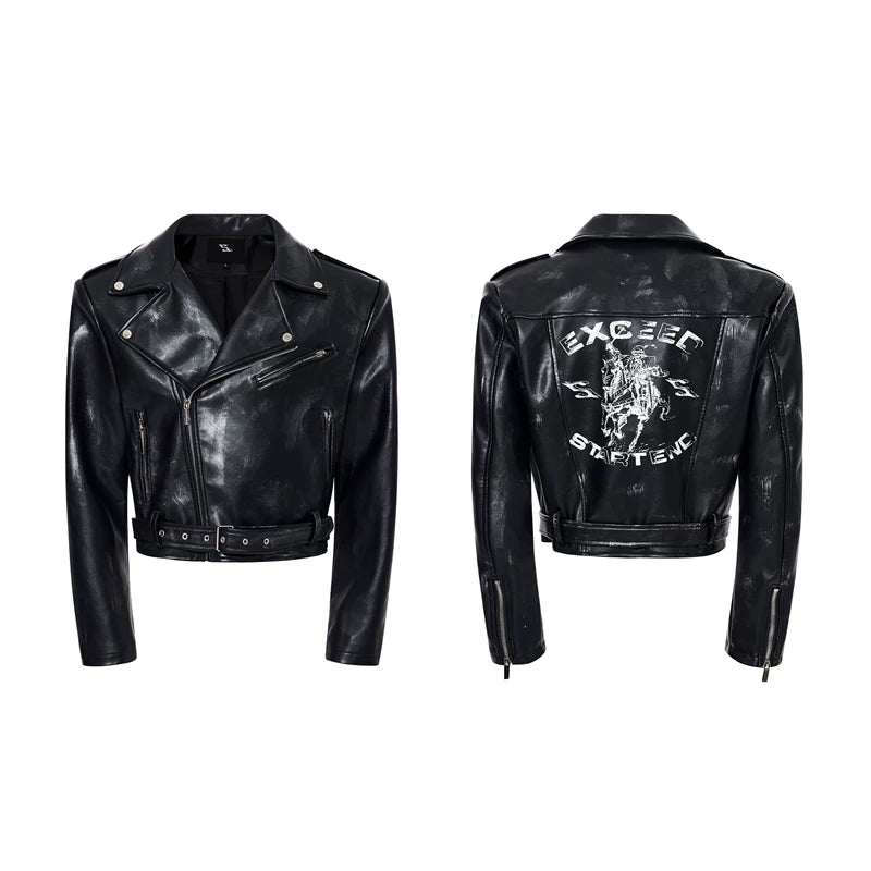 6026167256619,6026167256620,6026167256621,6026167256622, War Horse Print Distressed Leather Jacket