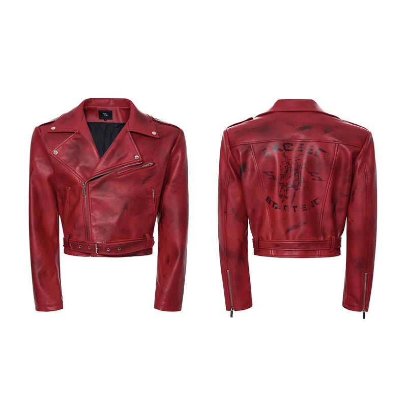 6026167256627,6026167256628,6026167256629,6026167256630, War Horse Print Distressed Leather Jacket