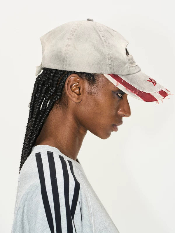 Washed Baseball Cap with Frayed Brim 4
