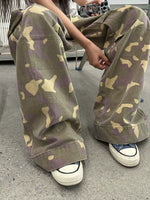 Washed Camouflage Drawstring Cargo Pants 3