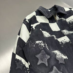 Washed Canvas Checkered Star Embroidered Jacket 5