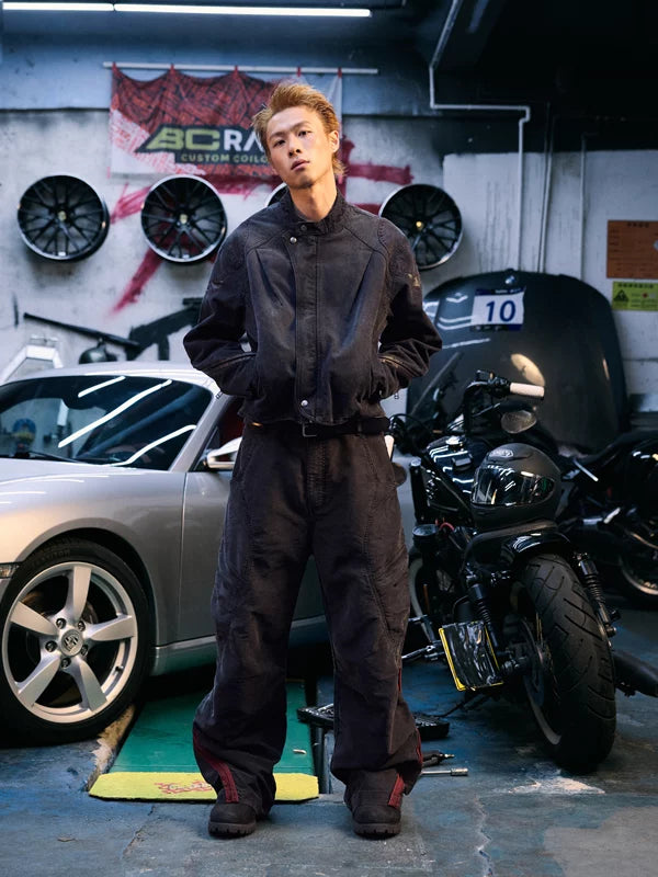 Washed Canvas Motorcycle Jacket 1