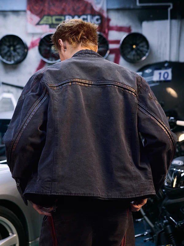 Washed Canvas Motorcycle Jacket 5