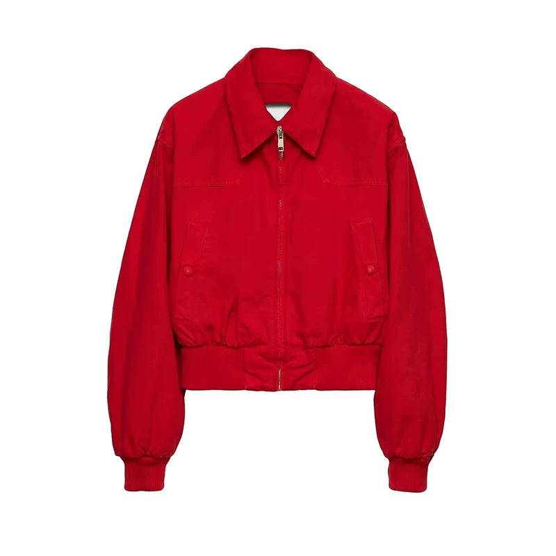 Washed Canvas Zip-Up Bomber Jacket 1