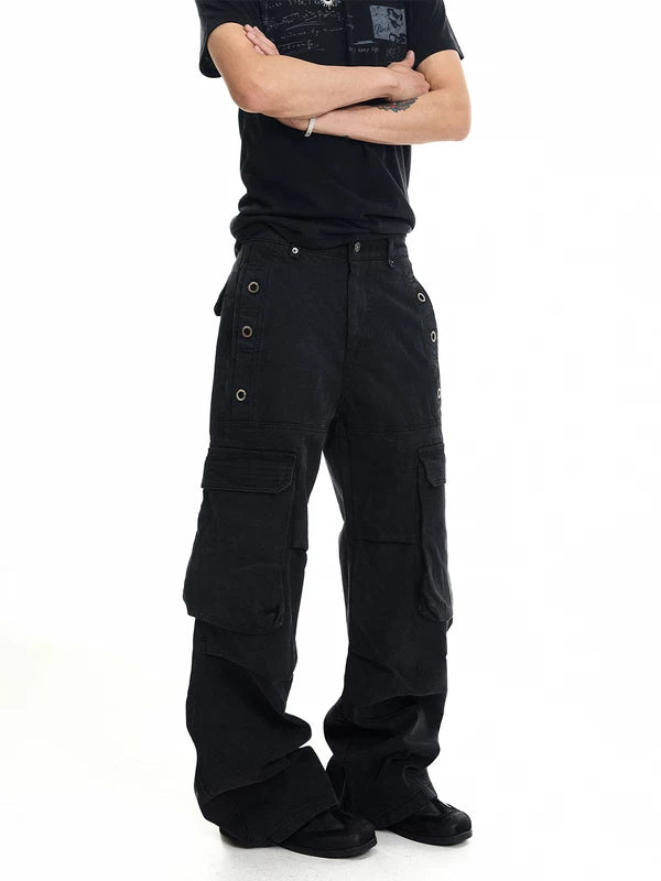 Washed Distressed Cargo Pants 1