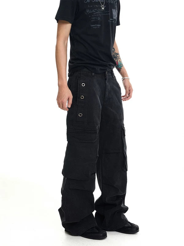 Washed Distressed Cargo Pants 2