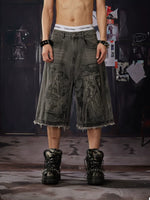Washed Distressed Denim Shorts 1