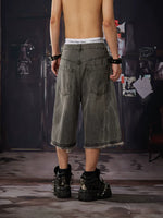 Washed Distressed Denim Shorts 4