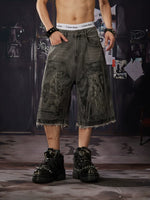 Washed Distressed Denim Shorts 5