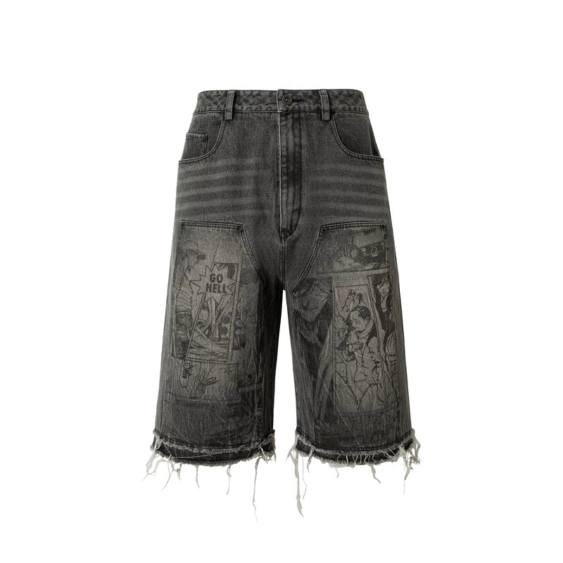 6077636601311,6077636601312,6077636601313,6077636601314, Washed Distressed Denim Shorts
