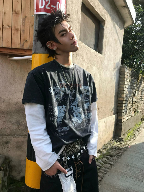Washed Distressed Graphic Cotton T-Shirt 2