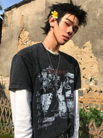 Washed Distressed Graphic Cotton T-Shirt 4