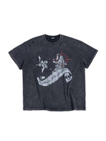Washed Distressed Graphic Crew Neck T-Shirt 1