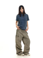 Washed Distressed Loose Straight Leg Cargo Pants 5