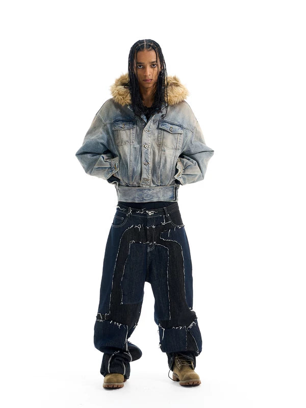 Washed Distressed Oversized Denim Jacket 1