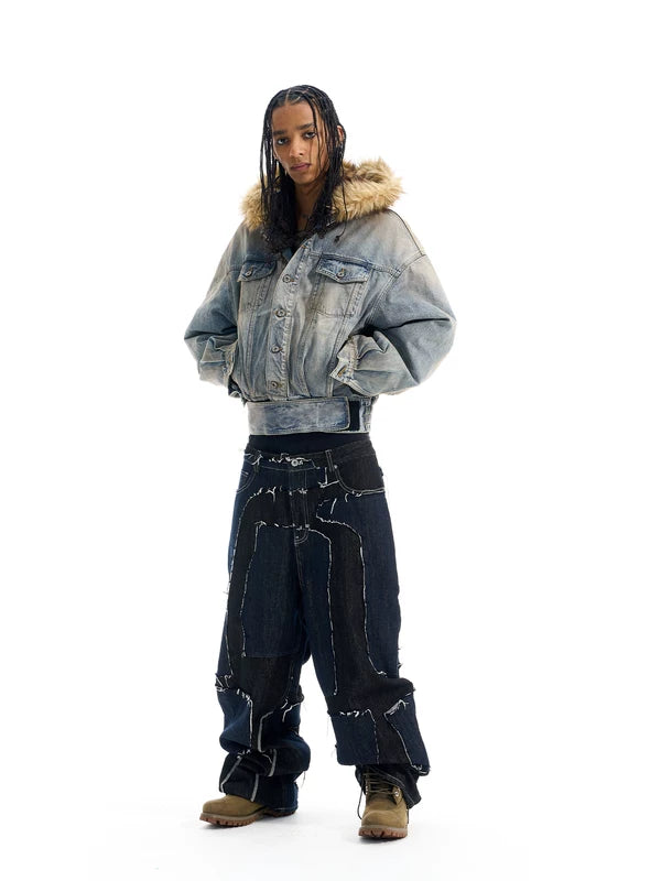 Washed Distressed Oversized Denim Jacket 2