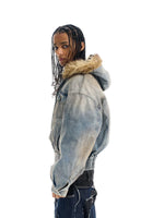 Washed Distressed Oversized Denim Jacket 4