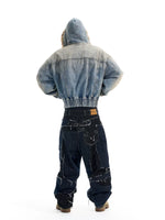 Washed Distressed Oversized Denim Jacket 5