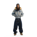 5967804197643,5967804197644,5967804197645,5967804197646, Washed Distressed Oversized Denim Jacket