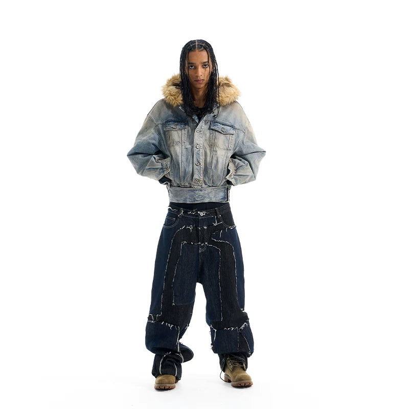 5967804197643,5967804197644,5967804197645,5967804197646, Washed Distressed Oversized Denim Jacket