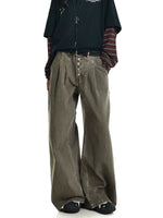 Washed Distressed Wide Leg Button Fly Jeans 2