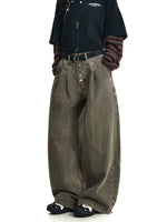 Washed Distressed Wide Leg Button Fly Jeans 3