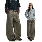 6035475452199,6035475452200,6035475452201,6035475452202,6035475452203, Washed Distressed Wide Leg Button Fly Jeans