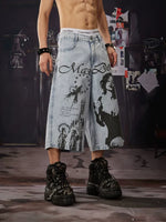 Washed Distressed Wide-Leg Cropped Jeans 3
