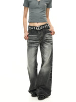 Washed Distressed Wide Leg Denim Pants 5