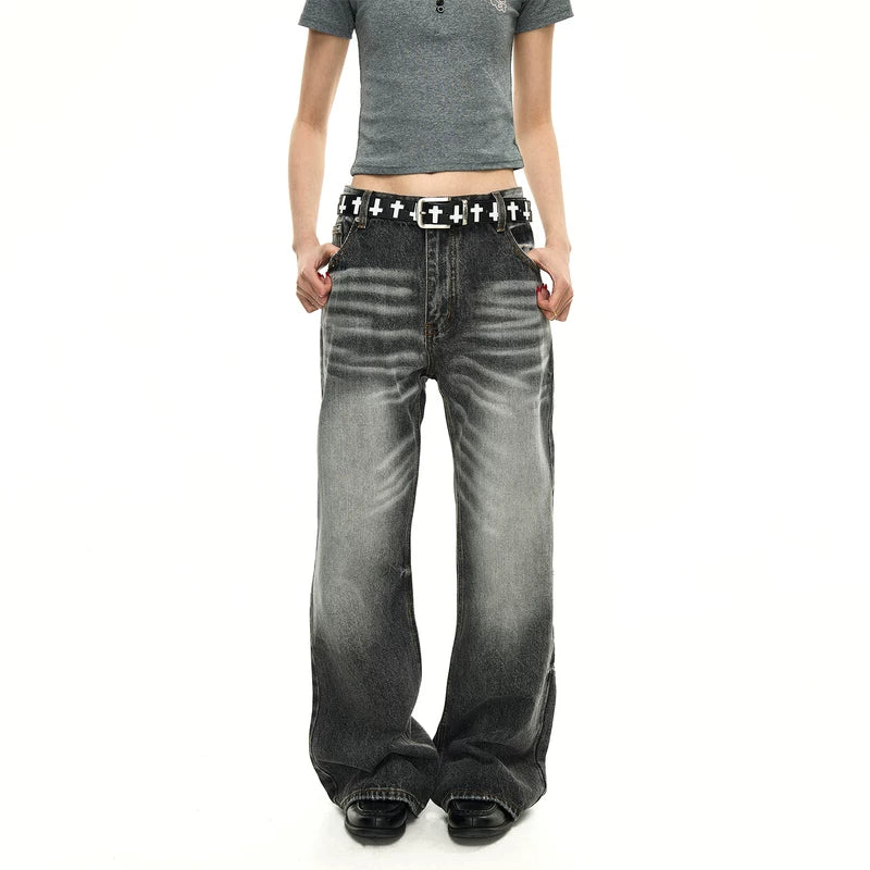 6186079910845,6186079910846,6186079910847,6186079910848,6186079910849, Washed Distressed Wide Leg Denim Pants