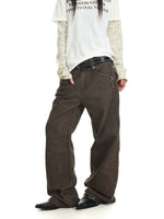 Washed Distressed Wide-Leg Zipper Pocket Pants 3