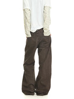 Washed Distressed Wide-Leg Zipper Pocket Pants 4