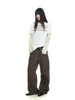 Washed Distressed Wide-Leg Zipper Pocket Pants 5