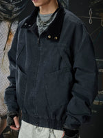 Washed Distressed Workwear Stand Collar Jacket 3