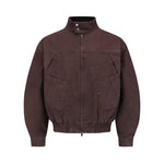 6202093543752,6202093543753,6202093543754,6202093543755, Washed Distressed Workwear Stand Collar Jacket