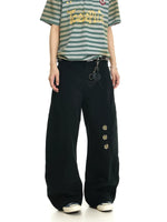 Washed Embroidered Baggy Wide-Leg Pants 2