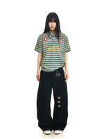 Washed Embroidered Baggy Wide-Leg Pants 4