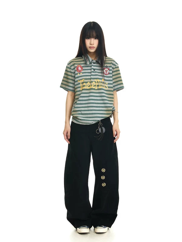 Washed Embroidered Baggy Wide-Leg Pants 4