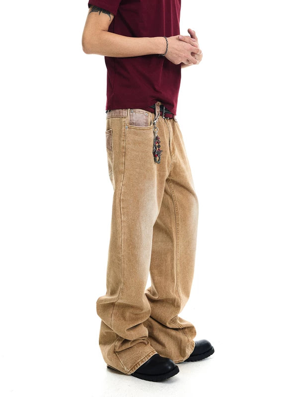 Washed Faded High Waist Flared Jeans 1