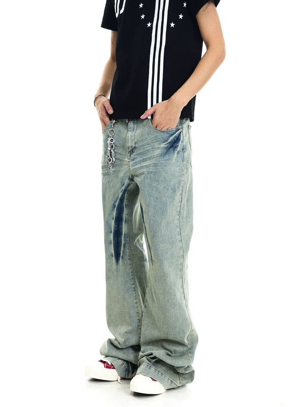 Washed Flared Jeans Pants 1
