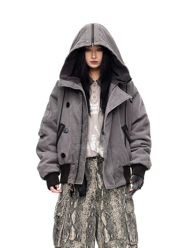 Washed Hooded Cotton Flight Jacket 1