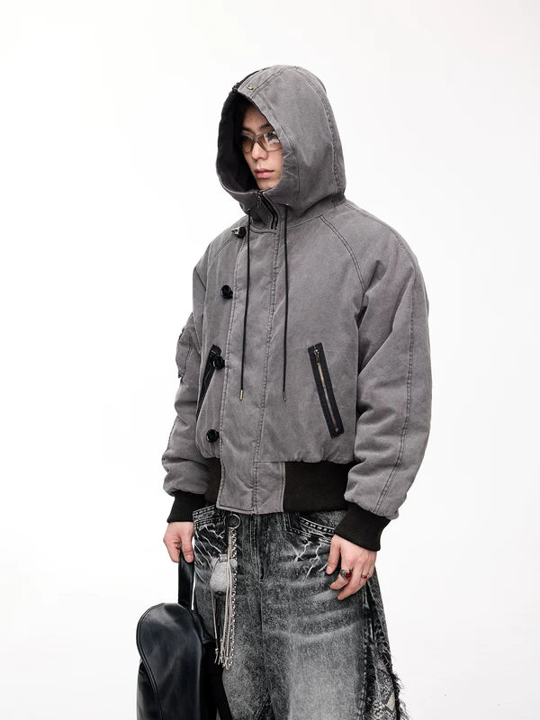 Washed Hooded Cotton Flight Jacket 2