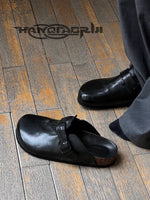 Washed Horseskin Closed-Toe Mule Slippers 2