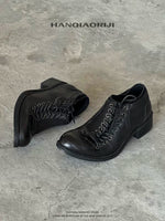 Washed Horseskin Lace-Up Derby Shoes 1