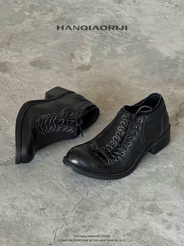 Washed Horseskin Lace-Up Derby Shoes 1
