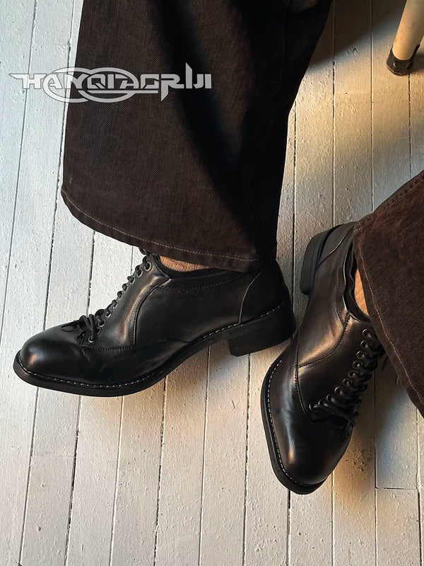 Washed Horseskin Lace-Up Derby Shoes 2