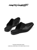 Washed Horseskin Pointed Toe Slip-on Mules 1