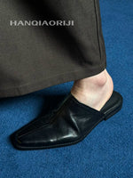 Washed Horseskin Pointed Toe Slip-on Mules 2
