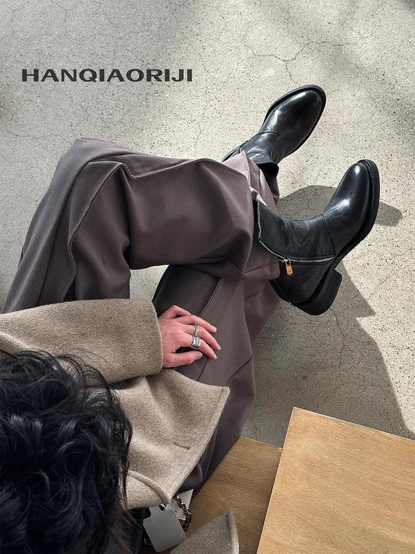 Washed Horseskin Pointed Toe Zipper Boots 2
