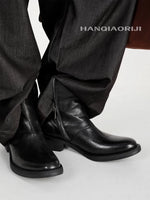 Washed Horseskin Pointed Toe Zipper Boots 5